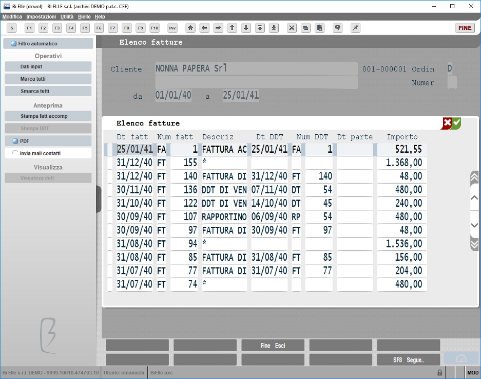 Elenco fatture<br />