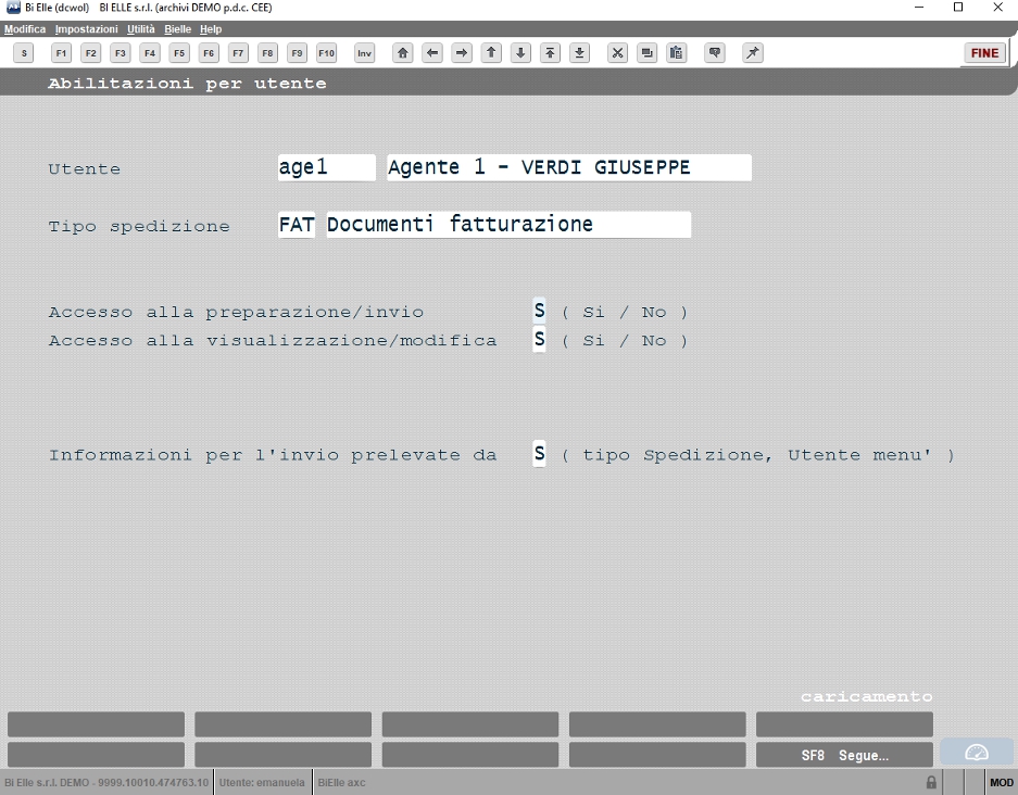 Abilitazione per utente<br />